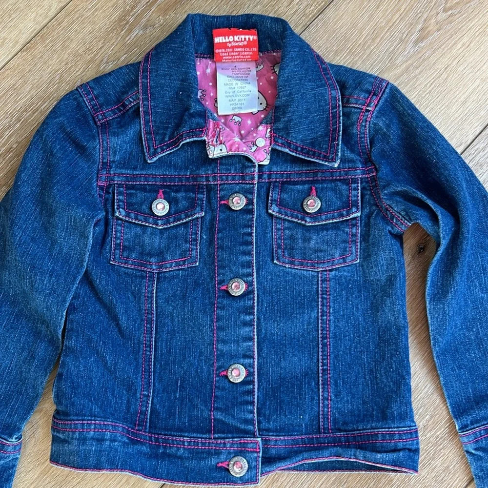 Hello Kitty Girls Size 4 Rhinestone Blue Jean Jacket
